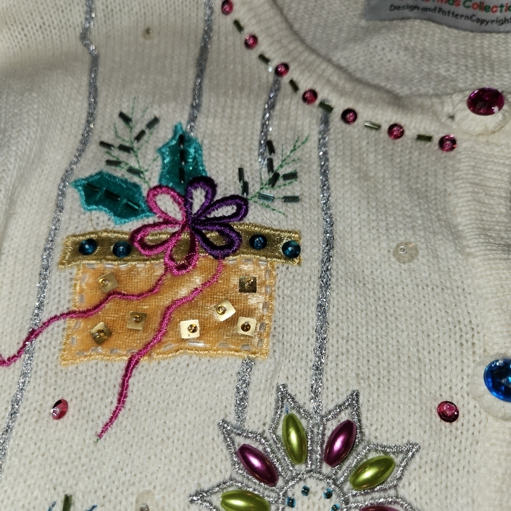 Vintage Tiara International Beaded Holiday Christmas Cardigan Sweater Size S - Picture 16 of 16